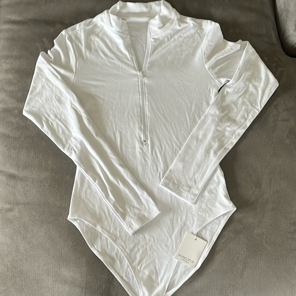 MangoPop white 1/4 Zip Bodysuit